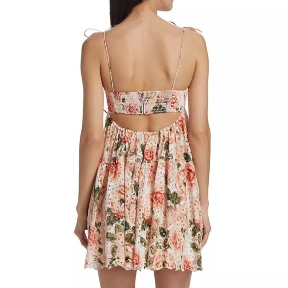 Alice + Olivia 'Lorelle' Eyelet Mini-Dress, Morningside Floral White - Picture 3 of 5